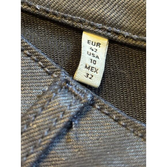 Zara Womens Blue Waxed Jeans 10 Zipper Ankle Leather-look - Picture 8 of 9